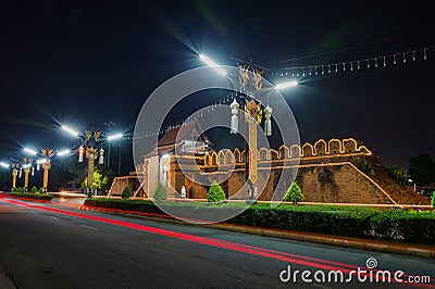 Tha Pratu Thanang Gate of old city in Lamphun,Thailand Stock Photo