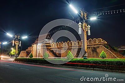 Tha Pratu Thanang Gate of old city in Lamphun,Thailand Stock Photo