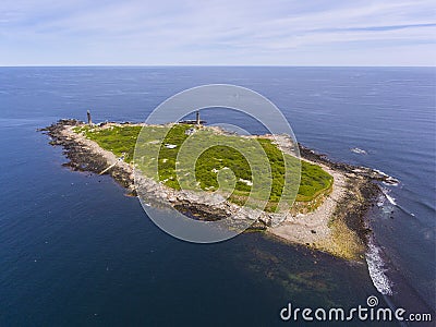 Thacher Island Lighthouses, Cape Ann, MA, USA Stock Photo