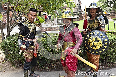 Actors reenact a scene from the 18th century in ayuthaya, thailand Editorial Stock Photo