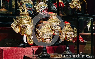 Thai ancient traditional mask or Editorial Stock Photo