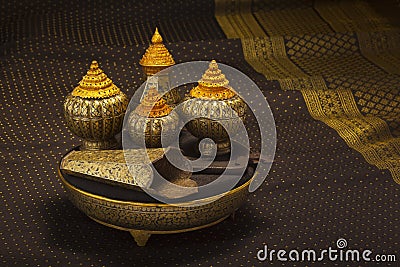 Thai antique decorative gold elements Stock Photo