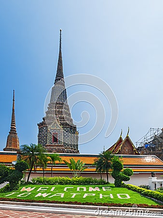 Thai architecture of Wat Pho public ancient temple Stock Photo