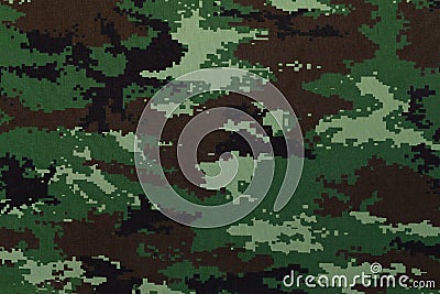 Thai army green woodland digital camouflage fabric texture Stock Photo