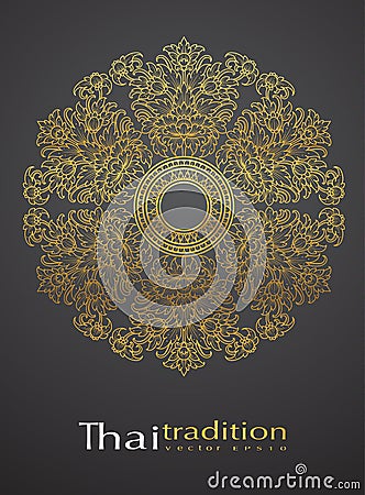 Thai art element Traditional gold for greeting cards,book cover. Vector Illustration