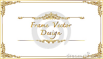 Thai Art, Gold border frame with thailand line floral for picture, Vector design decoration pattern style.frame corner design is p Stock Photo