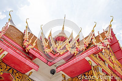 Thai art on roof Church Stock Photo