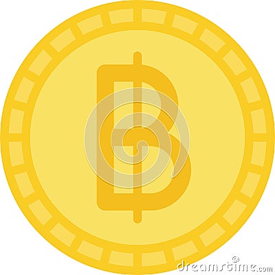 Thai baht coin, official currency of Thailand Vector Illustration