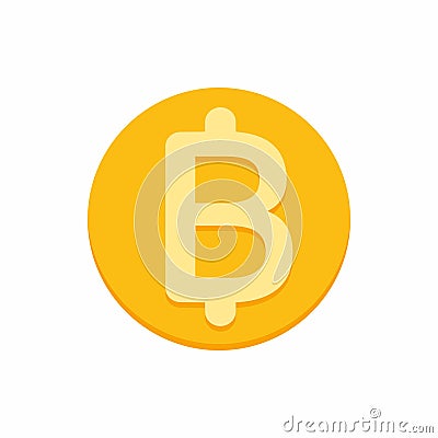 Thai baht currency symbol on gold coin Vector Illustration