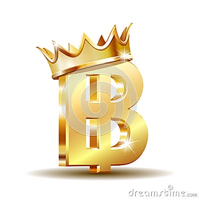 Thai baht golden currency symbol with golden crown, money sign vector illustration Vector Illustration
