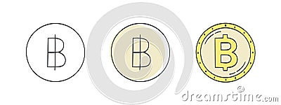 Thai Baht Icons. Painted symbol of the Baht. Signs of the currencies of the world. Vector illustration Vector Illustration