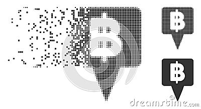 Thai Baht Map Pointer Decomposed Pixel Halftone Icon Vector Illustration