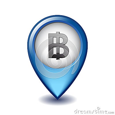 Thai baht symbol on Mapping Marker vector icon Vector Illustration