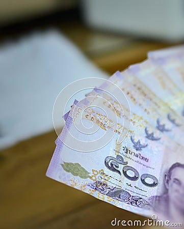 Thai bank notes Banking-money use for bussiness finance to give or receive Stock Photo