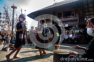 Thai Black Tribe dancers Editorial Stock Photo