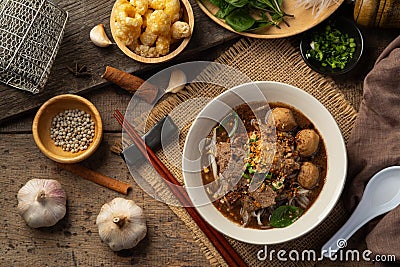 Thai Boat Noodle Soup Stock Photo