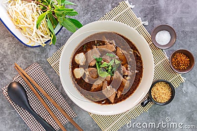 Thai Boat Noodle Soup. Stock Photo