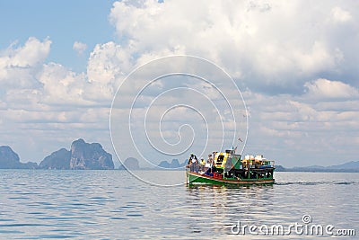 Thai boat with passengers Editorial Stock Photo