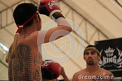 Thai Boxers were performing Wai Kru Editorial Stock Photo