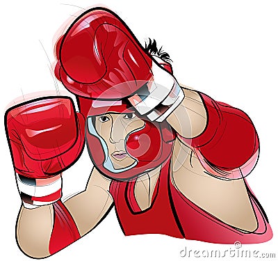 Thai Boxing competitor Vector Illustration