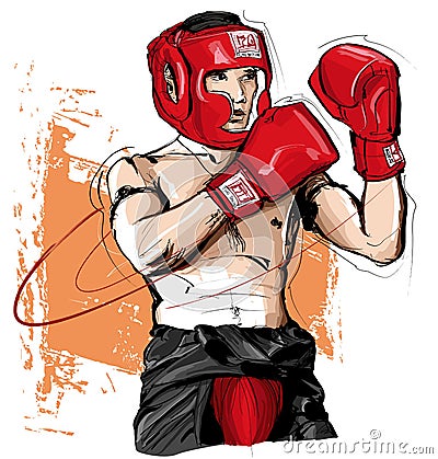 Thai boxing man fighting Vector Illustration