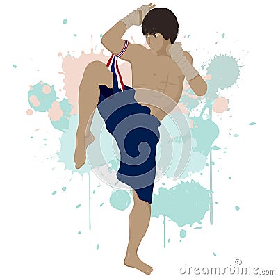 Thai boxing Muay Thai Vector Illustration