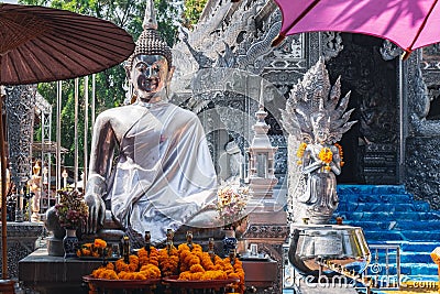 Thai Buddha Statue in Wat Si Suphan, Chiang Mai Stock Photo