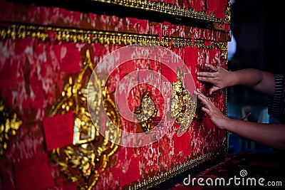 Coffin Donation Donate a Coffin at Thai temple Stock Photo