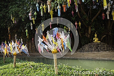 Thai Buddhist public temple in Chiang Mai Stock Photo