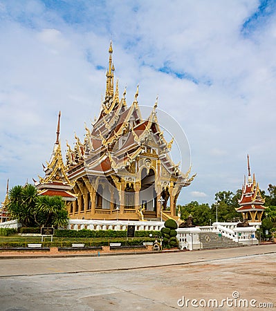 Thai buddhist temple wat in Thailand, Wat Pa Saeng Arun in Khon Kaen Stock Photo