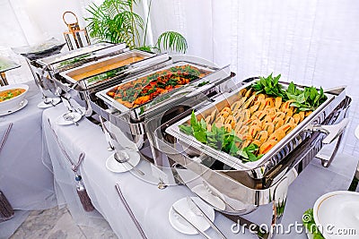 Thai buffet breakfast at beautifully organized wedding Stock Photo