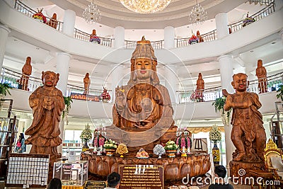 Thai-Chinese temple -Interior of wat hyua pla kang - Chiang Rai Province Northern Thailand Editorial Stock Photo