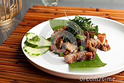Thai Crispy Pork Meal Stock Photo