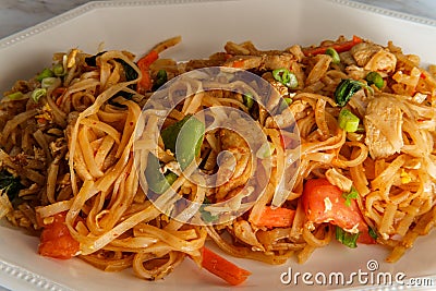 Thai Cuisine Drunken Noodles Stock Photo