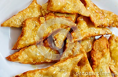 Goong Gra Buang or Crispy Shrimp Pancakes Stock Photo