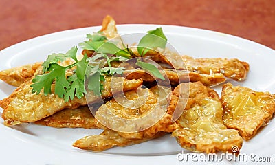 Goong Gra Buang or Crispy Shrimp Pancakes Stock Photo