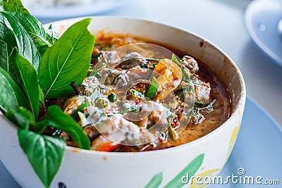 Thai Curry with mussel - Stock Image Stock Photo