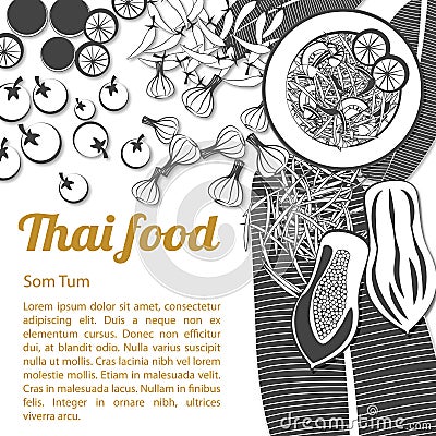 Isolated Thai Food Menu Som Tum Vector Illustration