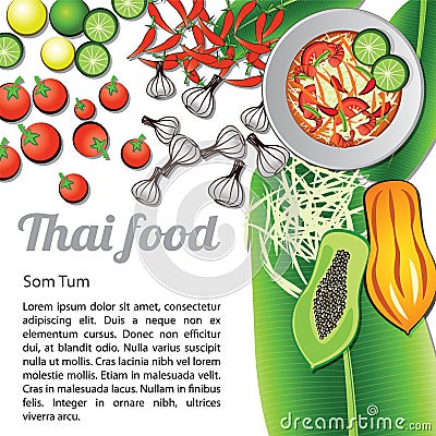 Thai Food Menu Som Tum Vector Illustration