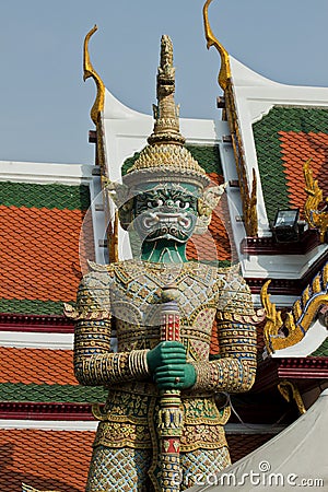 Thai Demon in Grand Palace Stock Photo