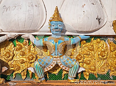 Thai Demon on the top of Tiger Temple (Wat Tham Suea) Stock Photo