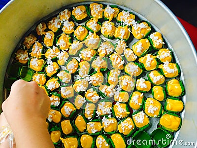 Thai dessert cooking made from toddy palm Stock Photo