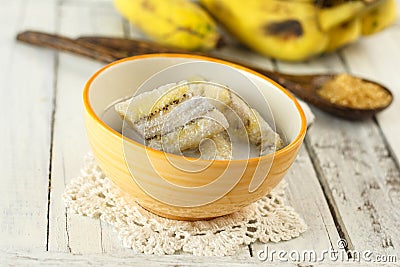 Thai dessert - Delicious banana in coconut milk Stock Photo