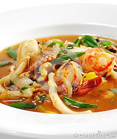 Thai Dishes - Seafood with Lemon Sorgho Stock Photo