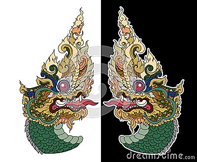 Chinese dragon tattoo.Black and white Traditional Japanese dragon. Vector Illustration