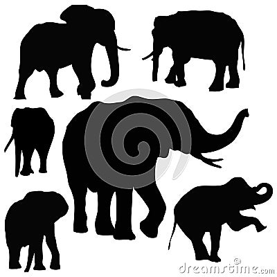 Thai Elephants Vector Illustration