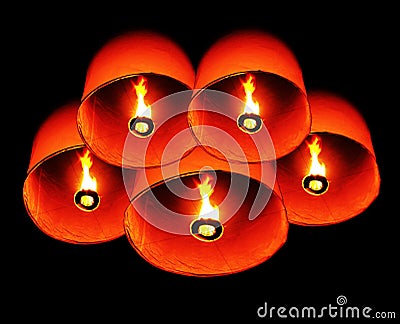 Thai fire balloon Stock Photo