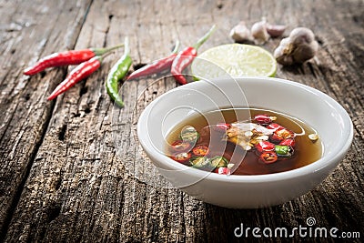 Thai fish sauce three taste. Stock Photo