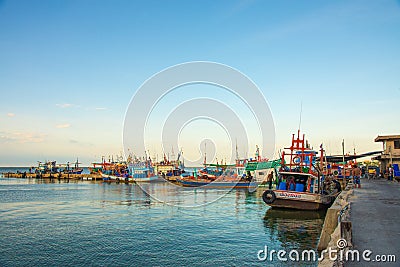 Thai Fishing Boat At The Jetty Editorial Stock Photo