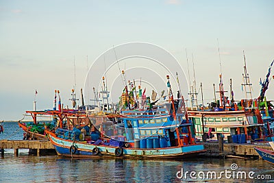 Thai Fishing Boat At The Jetty Editorial Stock Photo
